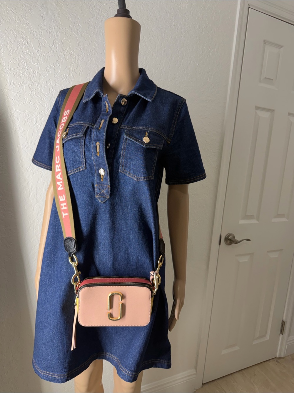 Marc Jacobs Pink and Yellow Snapshot Crossbody with Branded Strap - Picture 3 of 6